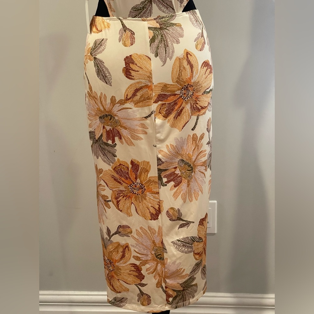 New Chrysanthemum‎ L Floral Cut-Out Maxi Dress w Stretch 810 - Picture 6 of 10